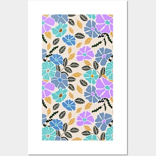 Lilac and Aqua Wildflower Bouquet surface pattern Posters and Art